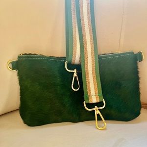 Gorgeous emerald pony cow hair crossbody bag and/or clutch